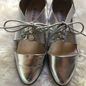 JustFab Silver Oxfords